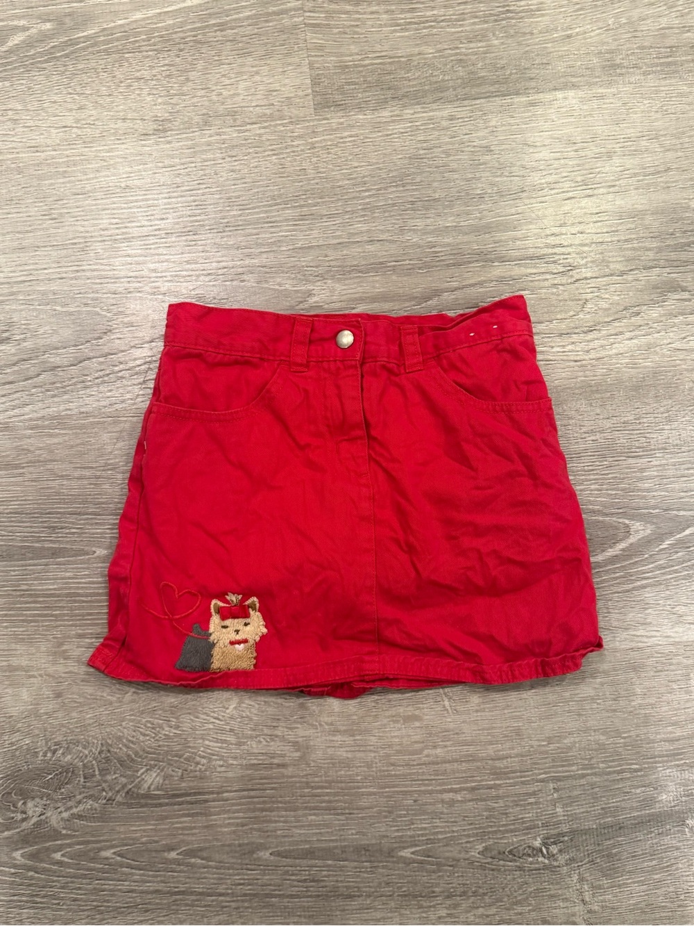 Girls Red Dog Embroidered Skirt Size 7